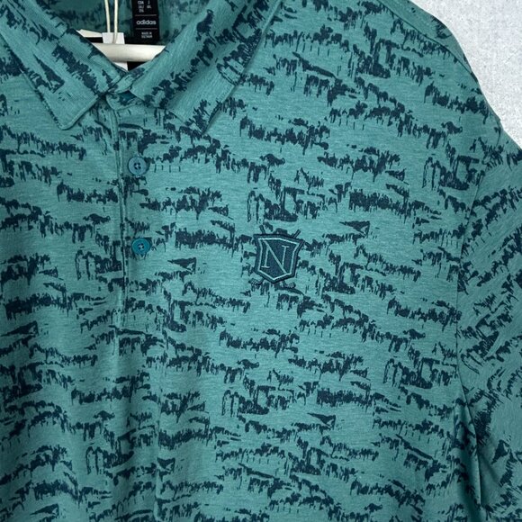 Adidas Polo Golf Shirt Mens 2XL Go-To Printed Green‎ Blue Shirt Preppy II7835 - Picture 6 of 16